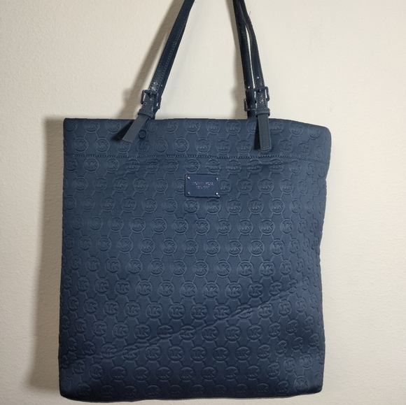 Michael Kors Signature Blue Neoprene Tote Bag - Picture 2 of 6